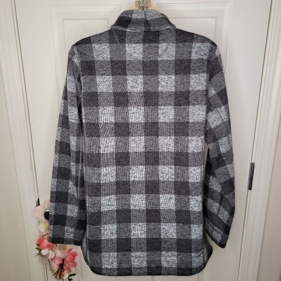Calvin Klein gray Glen plaid fleece jacket/coat - Picture 6 of 8
